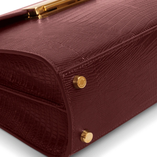 Ateliers Auguste Capucine in Burgundy Lizard-Embossed Leather Shoulder Bag, view 6