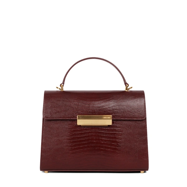 Capucine in Burgundy Lizard-Embossed Leather