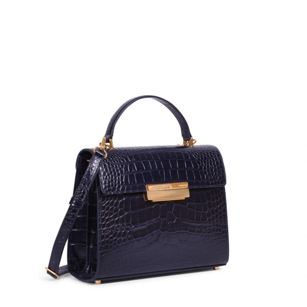 Ateliers Auguste Capucine in Midnight Blue Croco-Embossed Leather Shoulder Bag, view 2