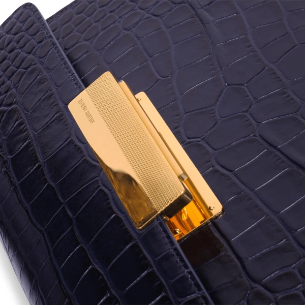 Ateliers Auguste Capucine in Midnight Blue Croco-Embossed Leather Shoulder Bag, view 4