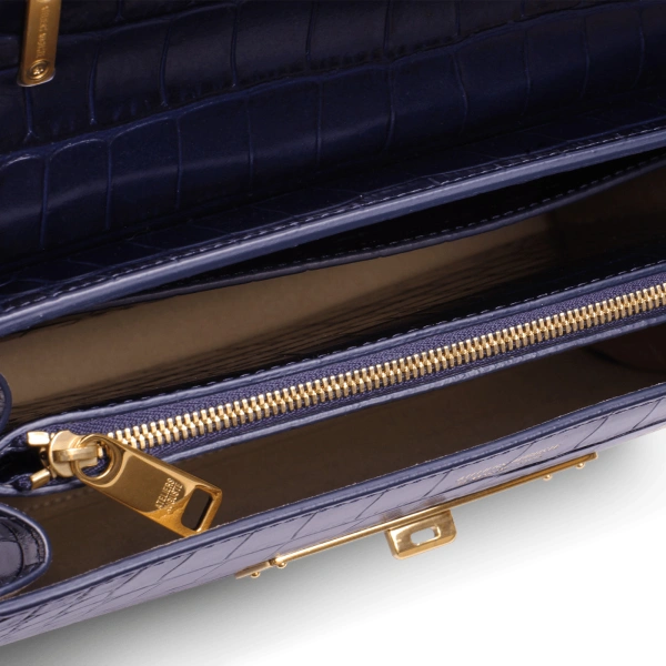 Ateliers Auguste Capucine in Midnight Blue Croco-Embossed Leather Shoulder Bag, view 5