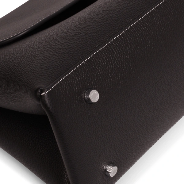 Ateliers Auguste Colette Silver Edition in Black Pebble Leather Shoulder Bag, view 5