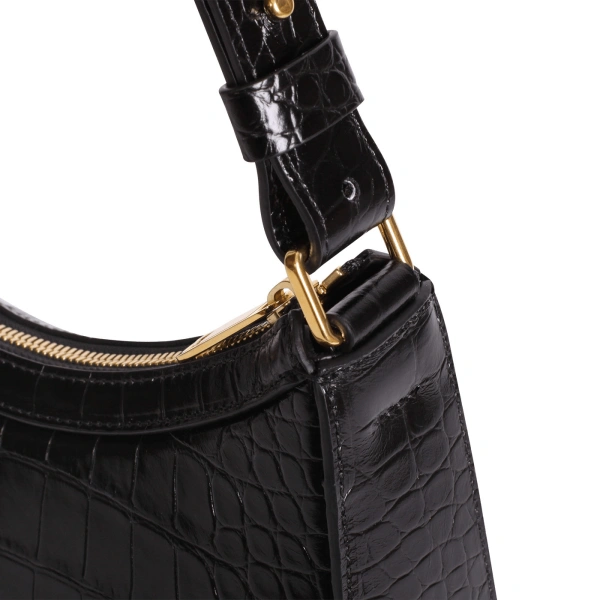 Ateliers Auguste Marceau in Black Croco-Embossed Leather Shoulder Bag, view 3