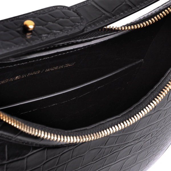 Ateliers Auguste Marceau in Black Croco-Embossed Leather Shoulder Bag, view 4