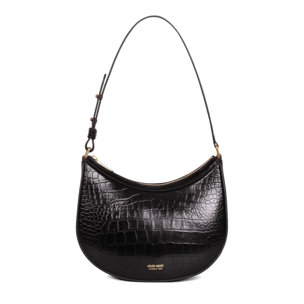 Marceau in Black Croco-Embossed Leather