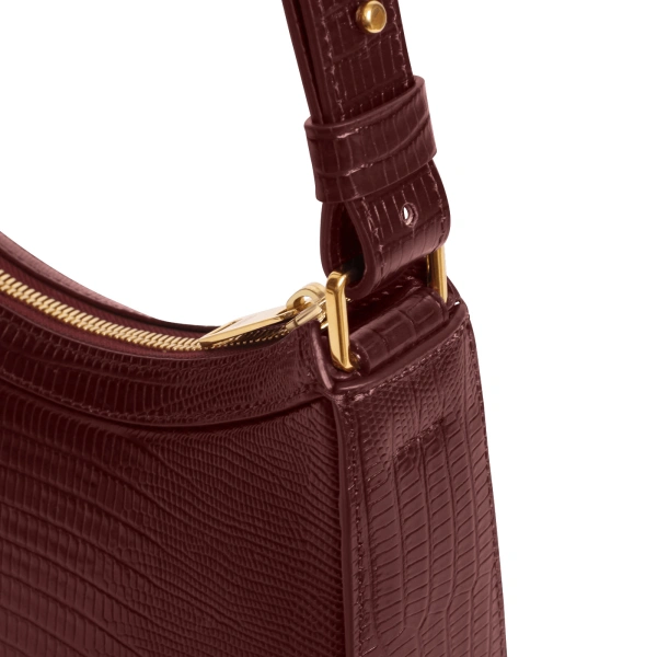 Ateliers Auguste Marceau in Burgundy Lizard-Embossed Leather Shoulder Bag, view 3