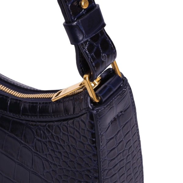 Ateliers Auguste Marceau in Midnight Blue Croco-Embossed Leather Shoulder Bag, view 3
