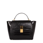 Ateliers Auguste Marly in Black Croco-Embossed Leather Top Handle Bag