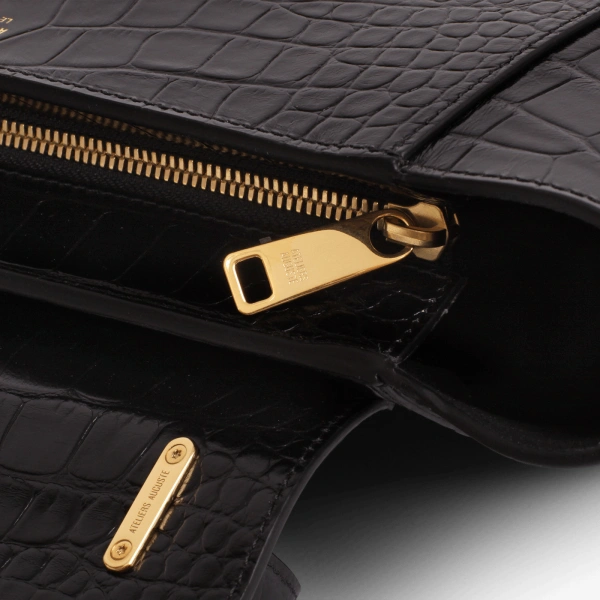 Ateliers Auguste Marly in Black Croco-Embossed Leather Top Handle Bag, view 6