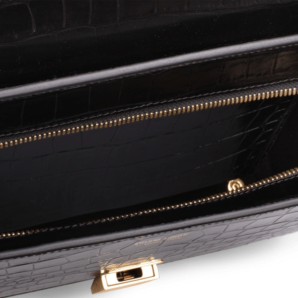 Ateliers Auguste Marly in Black Croco-Embossed Leather Top Handle Bag, view 7