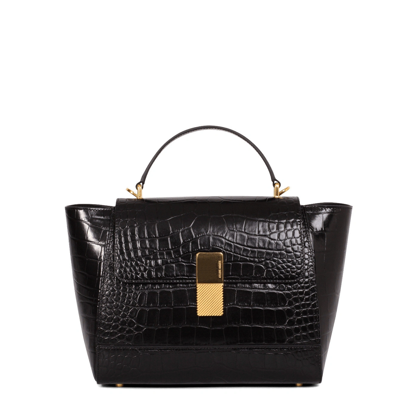 Ateliers Auguste Marly in Black Croco-Embossed Leather Ateliers Auguste Marly in Black Croco-Embossed Leather Top Handle Bag
