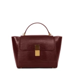 Ateliers Auguste Marly in Burgundy Lizard-Embossed Leather Top Handle Bag