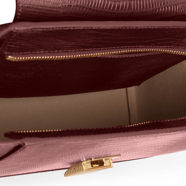 Ateliers Auguste Marly in Burgundy Lizard-Embossed Leather Top Handle Bag, view 7