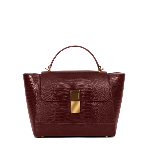 Ateliers Auguste Marly in Burgundy Lizard-Embossed Leather Top Handle Bag