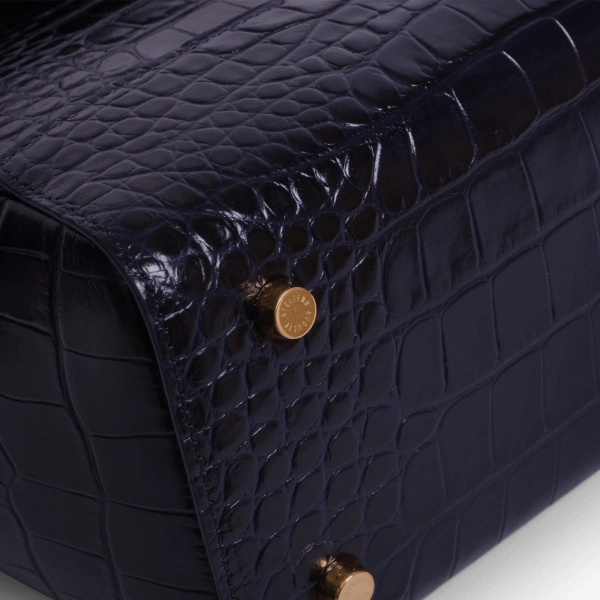 Ateliers Auguste Marly in Midnight Blue Croco-Embossed Leather Top Handle Bag, view 4
