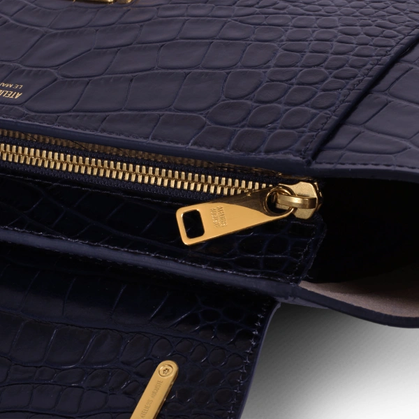 Ateliers Auguste Marly in Midnight Blue Croco-Embossed Leather Top Handle Bag, view 6