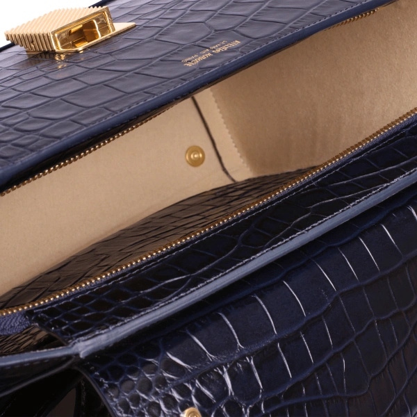 Ateliers Auguste Marly in Midnight Blue Croco-Embossed Leather Top Handle Bag, view 7
