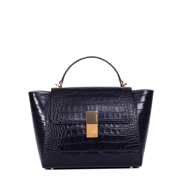 Marly in Midnight Blue Croco-Embossed Leather