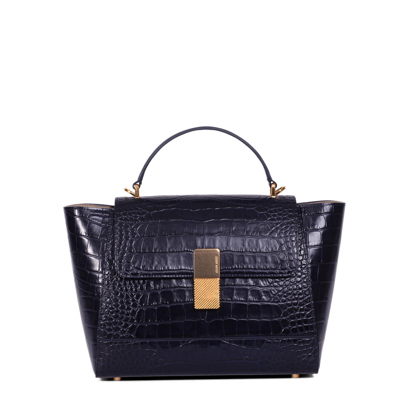 Ateliers Auguste Marly in Midnight Blue Croco-Embossed Leather Ateliers Auguste Marly in Midnight Blue Croco-Embossed Leather Top Handle Bag
