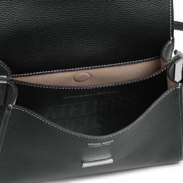 Ateliers Auguste Mini Amelot Silver Edition in Black Pebble Leather, view 3