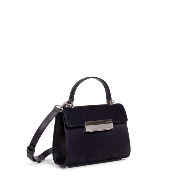 Ateliers Auguste Mini Capucine Silver Edition in Midnight Blue Suede Mini Bag, view 2