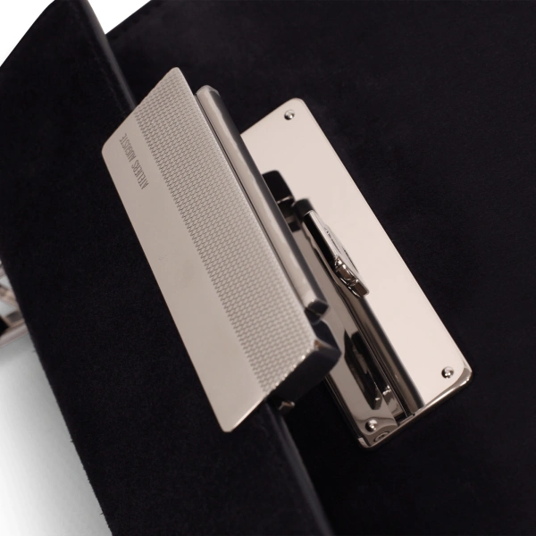 Ateliers Auguste Mini Capucine Silver Edition in Midnight Blue Suede Mini Bag, view 3