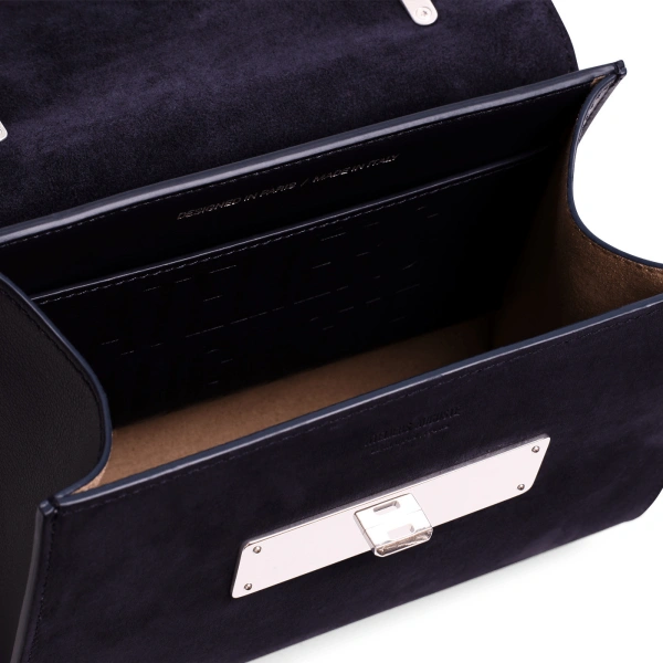 Ateliers Auguste Mini Capucine Silver Edition in Midnight Blue Suede Mini Bag, view 4