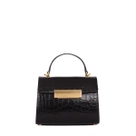 Ateliers Auguste Mini Capucine in Black Croco-Embossed Leather Mini Bag