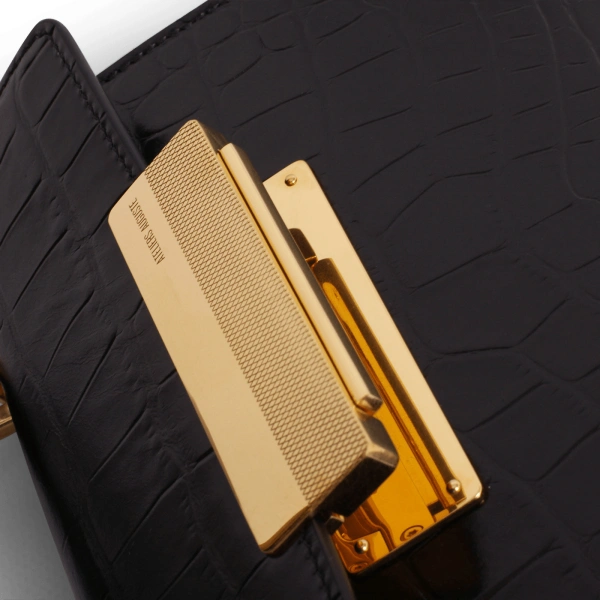 Ateliers Auguste Mini Capucine in Black Croco-Embossed Leather Mini Bag, view 3