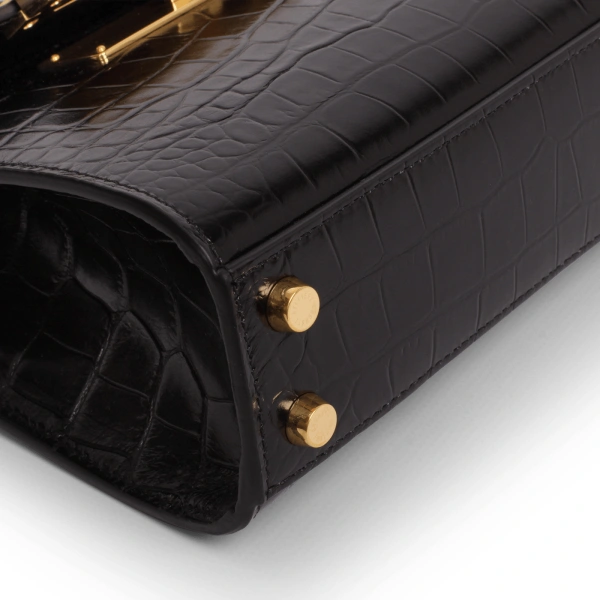Ateliers Auguste Mini Capucine in Black Croco-Embossed Leather Mini Bag, view 4