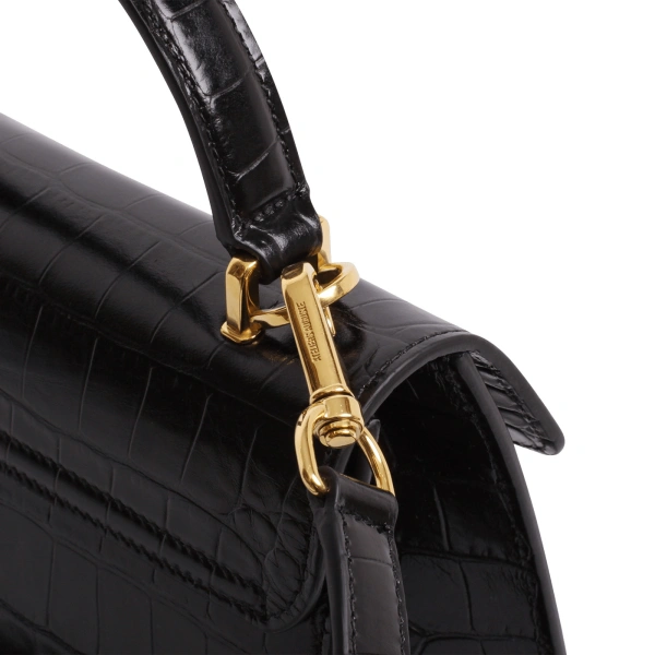 Ateliers Auguste Mini Capucine in Black Croco-Embossed Leather Mini Bag, view 5