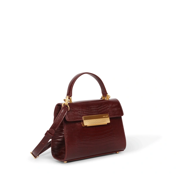 Ateliers Auguste Mini Capucine in Burgundy Lizard-Embossed Leather Mini Bag, view 2