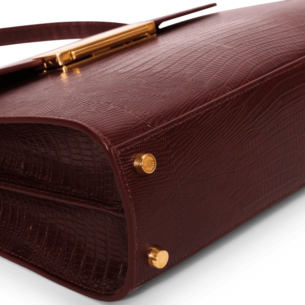 Ateliers Auguste Mini Capucine in Burgundy Lizard-Embossed Leather Mini Bag, view 4