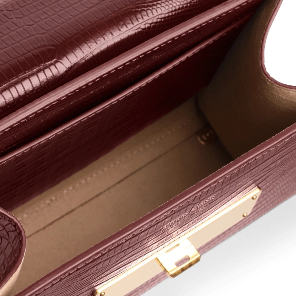 Ateliers Auguste Mini Capucine in Burgundy Lizard-Embossed Leather Mini Bag, view 6