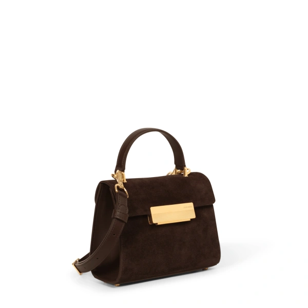 Ateliers Auguste Mini Capucine in Chocolate Suede Mini Bag, view 2