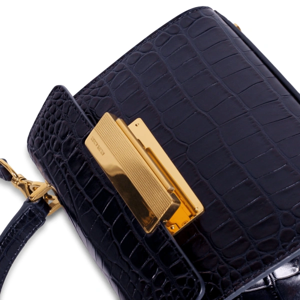 Ateliers Auguste Mini Capucine in Midnight Blue Croco-Embossed Leather Mini Bag, view 3