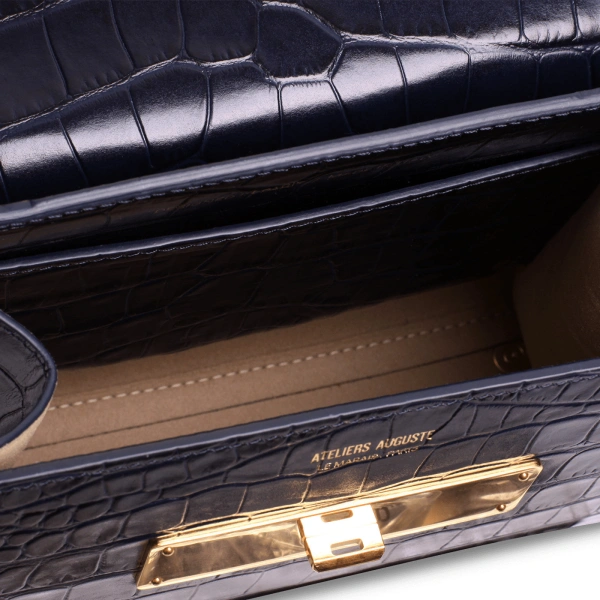 Ateliers Auguste Mini Capucine in Midnight Blue Croco-Embossed Leather Mini Bag, view 4
