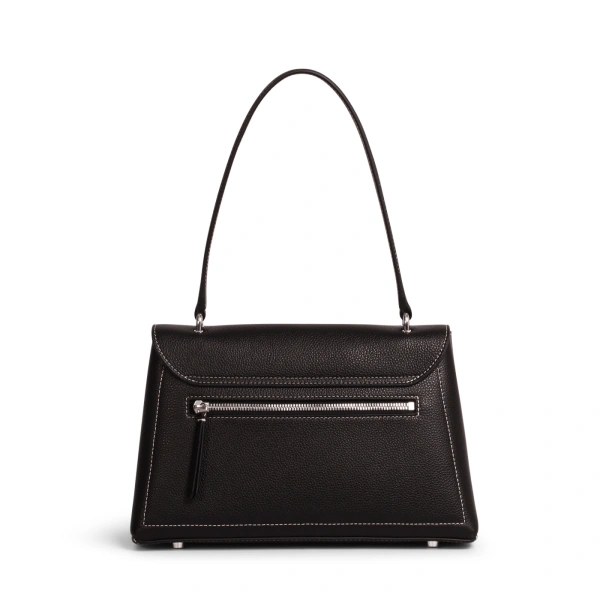 Ateliers Auguste Mini Colette Silver Edition in Black Pebble Leather Small Shoulder Bag, view 3