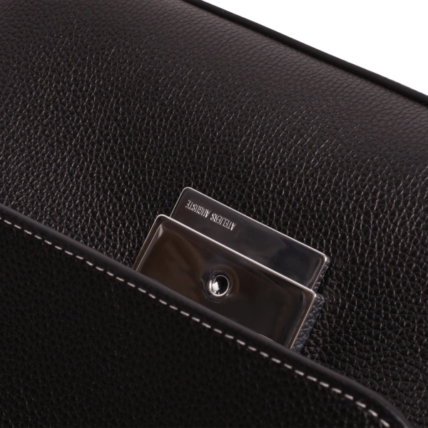 Ateliers Auguste Mini Colette Silver Edition in Black Pebble Leather Small Shoulder Bag, view 5