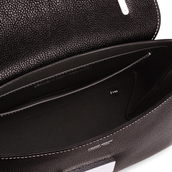 Ateliers Auguste Mini Colette Silver Edition in Black Pebble Leather Small Shoulder Bag, view 6