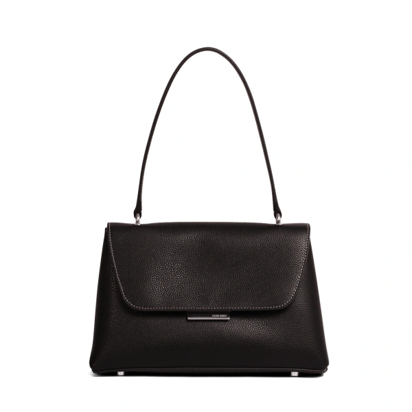 Ateliers Auguste Mini Colette Silver Edition in Black Pebble Leather Small Shoulder Bag