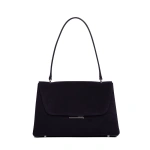 Ateliers Auguste Mini Colette Silver Edition in Midnight Blue Suede Small Shoulder Bag