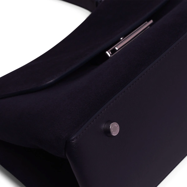 Ateliers Auguste Mini Colette Silver Edition in Midnight Blue Suede Small Shoulder Bag, view 4
