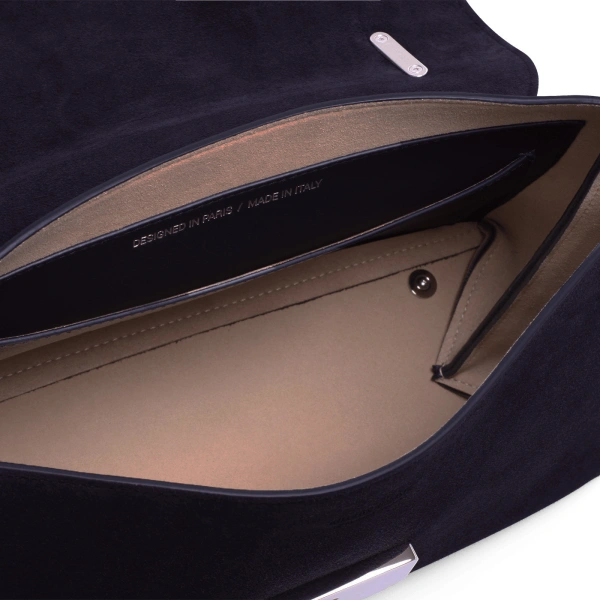 Ateliers Auguste Mini Colette Silver Edition in Midnight Blue Suede Small Shoulder Bag, view 6