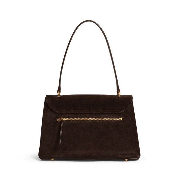 Ateliers Auguste Mini Colette in Chocolate Suede Small Shoulder Bag, view 3