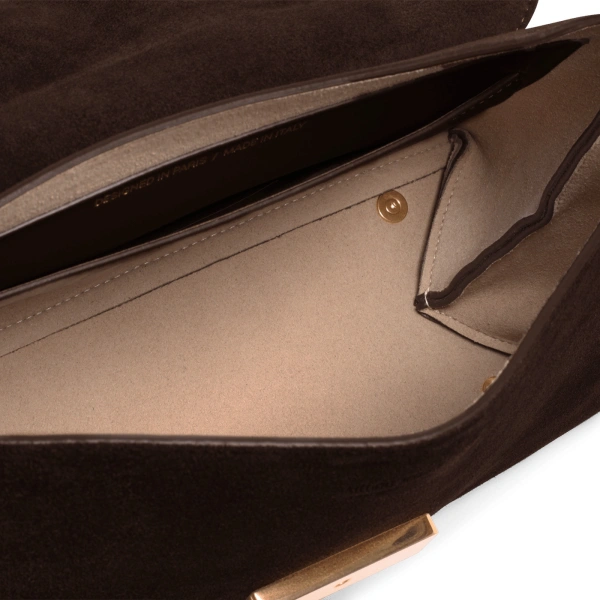 Ateliers Auguste Mini Colette in Chocolate Suede Small Shoulder Bag, view 6