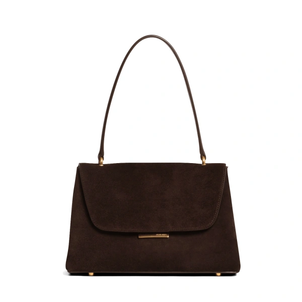 Ateliers Auguste Mini Colette in Chocolate Suede Small Shoulder Bag