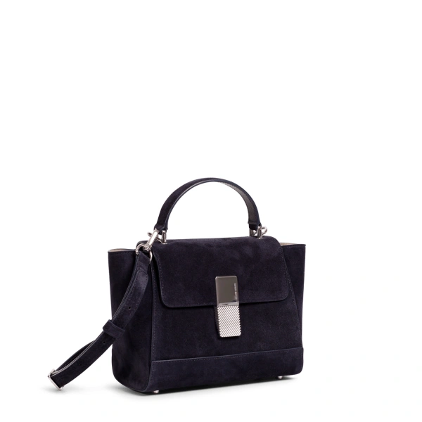 Ateliers Auguste Mini Marly Silver Edition in Midnight Blue Suede Shoulder Bag, view 2