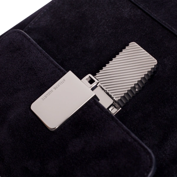 Ateliers Auguste Mini Marly Silver Edition in Midnight Blue Suede Shoulder Bag, view 3