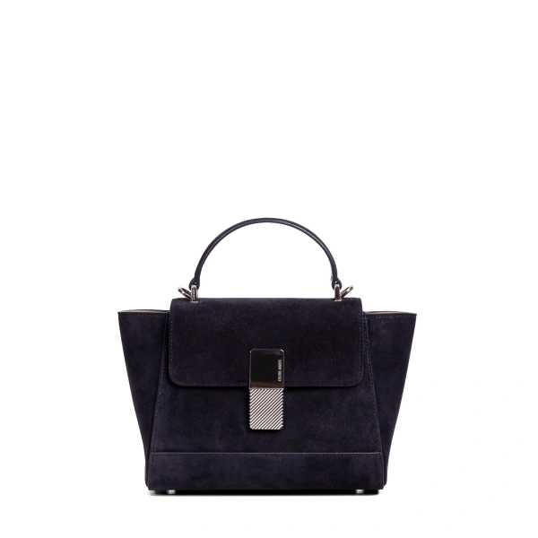 Ateliers Auguste Mini Marly Silver Edition in Midnight Blue Suede Shoulder Bag